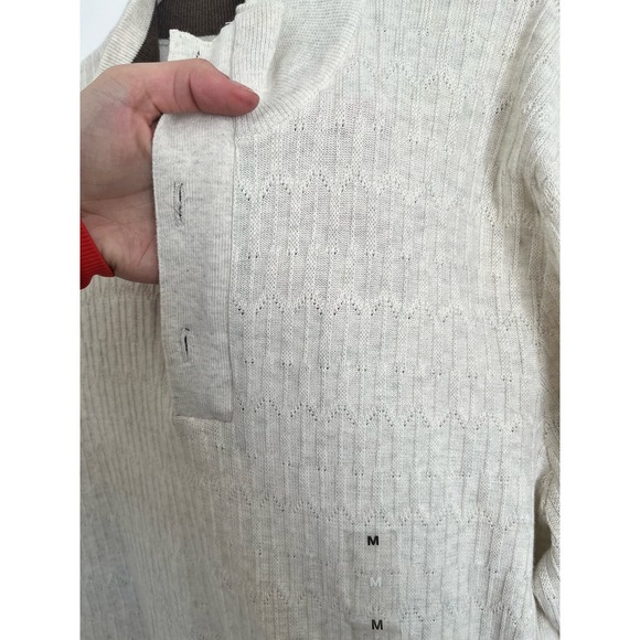 Tasso Elba Mock Neck Textured Pullover Sweater OffWhite Medium supima cotton NEW - Picture 7 of 8